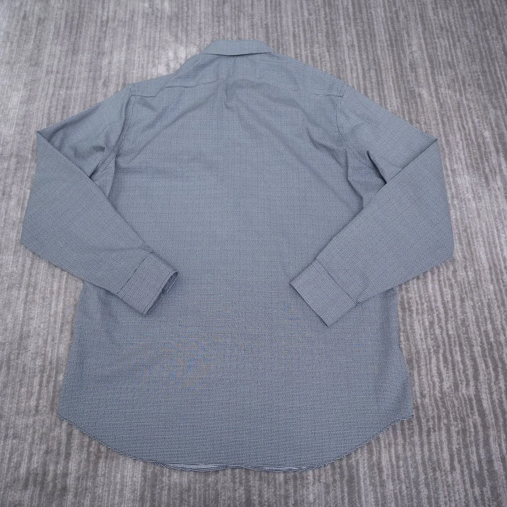Banana Republic Camden Fit Non-Iron Dress Shirt Mens Large Navy Micro Check L